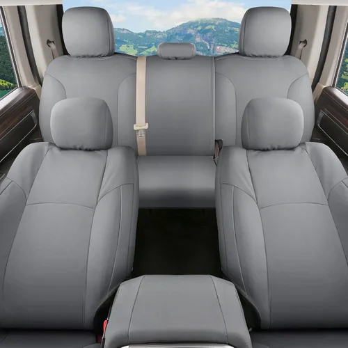 Vista 19 de Coverado Chevy Silverado - Juego completo de fundas de asiento de lona impermeables, apto para Silverado GMC Sierra 2007-2013 y 2019-2025 1500 Negro