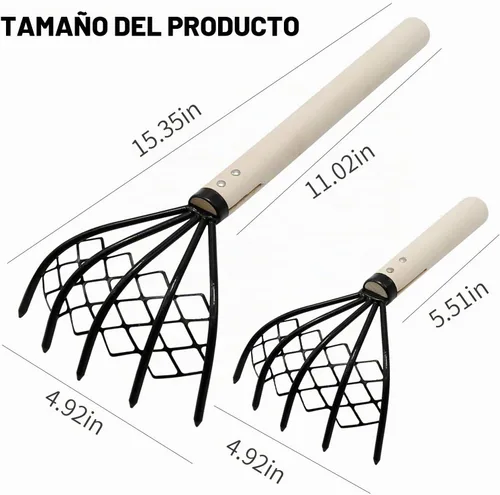 Vista 2 de 2 piezas de rastrillo de garra para excavadora de conchas de almejas de playa, rastrillo de mano resistente para cavar mariscos en arena, resistente