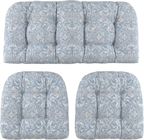 Vista 35 de RSH DECOR: Sunbrella - Juego de 3 cojines de mimbre copetudos 41 x 19 pulgadas y 19 x 19 pulgadas Fabricado con tela de rendimiento Sunbrella