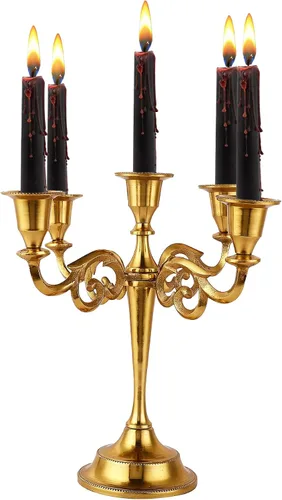 Vista 14 de Rely+ Candelabro de 3 brazos con portavelas cónicos para decoración de interiores, cocina, mesa, velas, candelabro para centro de mesa