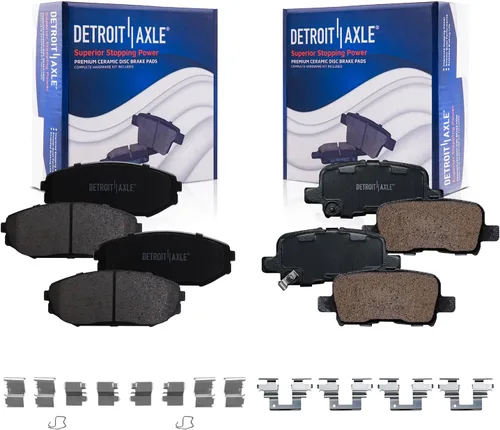Vista 140 de Detroit Axle - Pastillas de Freno Delantero para Nissan Altima Maxima Sentra 350Z Cube Juke Versa INFINITI G35 I30 I35 Suzuki SX4 Crossover