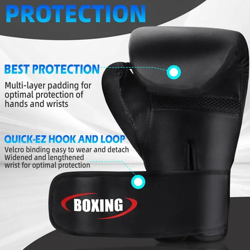 Vista 4 de Guantes de boxeo para hombres y mujeres, guantes de entrenamiento profesional de sparring Muay Thai, guantes de saco de boxeo pesado para adultos