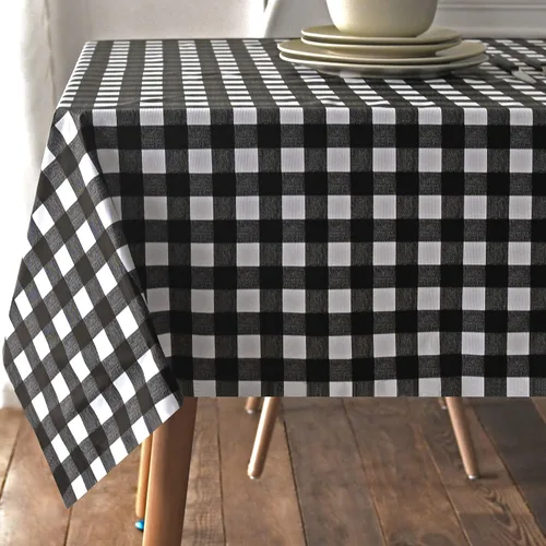 Vista 7 de Obstal Mantel 100% impermeable de PVC, mantel rectangular de vinilo a prueba de aceite y derrames, cubierta de mesa lavable para uso en exteriores e