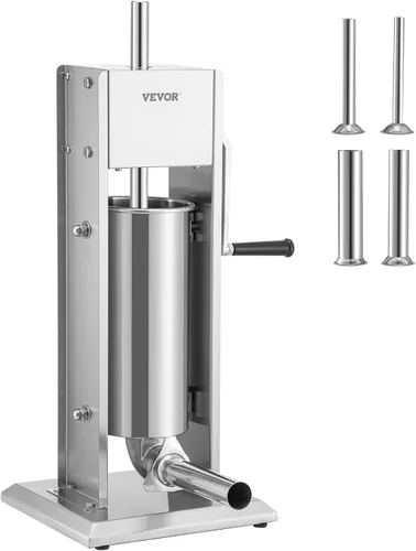 Vista 10 de VEVOR Embutidor manual de salchichas 15 lbs/7L Máquina de carne vertical de Plateado-7LN