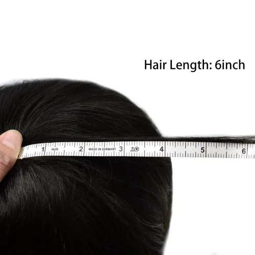 Vista 7 de Toupee para hombres Sistema de reemplazo de cabello humano PU piel fina V-looped Hair Piece Nature Hair System para hombre Toupee 6X8#1B Off Black