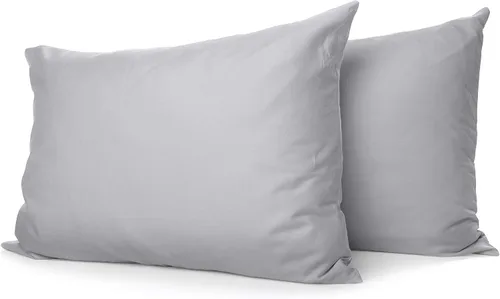 Vista 16 de Juego de 2 fundas de almohada de lujo para dormir con funda suave y transpirable, 100% algodón, 800 hilos, almohadas de rayas azul claro estándar