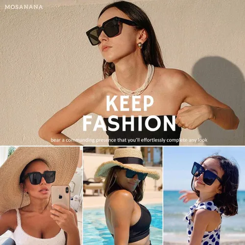 Vista 2 de mosanana Gafas de sol cuadradas de gran tamaño para mujer estilo simple y moderno MS51917
