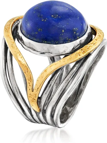 Vista 3 de Ross-Simons Pearl or Gemstone Openwork Ring in Silver and 14kt Yellow Gold