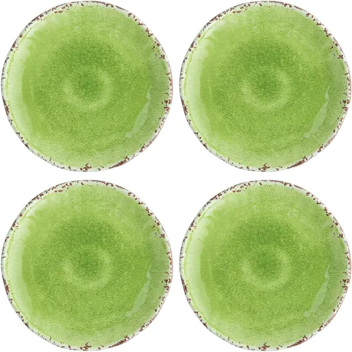Vista 6 de UP Crackle - Platos redondos de melamina para postre, platos pequeños para servir, para aperitivos, aperitivos y guarniciones, crema, 6 pulgadas