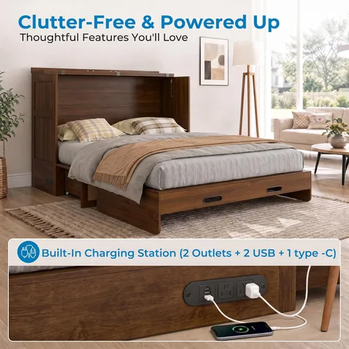 Vista 6 de Mjkone Murphy - Cama de gabinete con colchón plegable de tres pliegues Gris oscuro