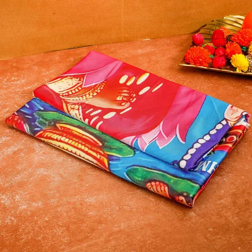 Vista 5 de Desi Favors Gran tela de algodón Lakshmi MATA/Ashtalakshmi - Decoración de telón de fondo indio estilo Pooja, regalo para bodas hindúes, festivales