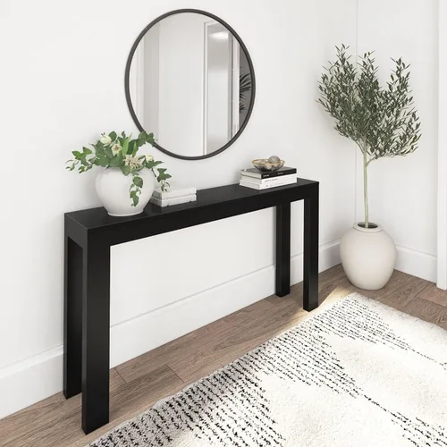 Vista 9 de Plank+Beam Mesa consola moderna de madera maciza, 46 pulgadas, mesa de sofá, mesa de entrada estrecha para pasillo, detrás del sofá, sala de estar