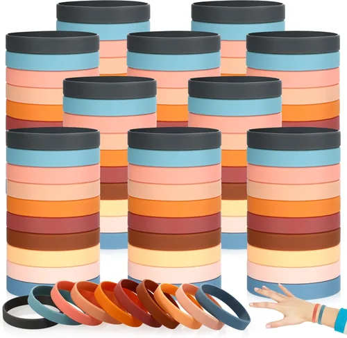 Vista 9 de Liliful 100 pulseras de goma de silicona, pulseras de goma para pulseras de silicona para mujeres y hombres (negro)