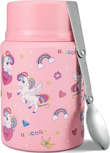 Vista 13 de Charcy Termo de 17oz para alimentos calientes, sopa termo contenedor de alimentos para lonchera con cuchara plegable ZB - Negro
