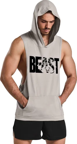 Vista 5 de GYM REVOLUTION Camiseta sin mangas para hombre, con estampado muscular, para entrenamiento, gimnasio, fitness, sin mangas