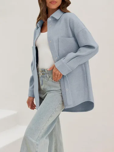 Vista 2 de MEROKEETY Chaqueta de manga larga con botones y bolsillos para mujer 2023