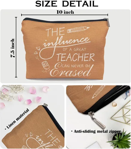 Vista 5 de Ayxvt Bolsa de maquillaje para profesores, regalos para profesores, bolsa de cosméticos para mujeres, regalos para profesores para mujeres, regalos