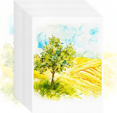 Vista 16 de 100 hojas de papel de acuarela, papel de color agua blanca de 4 x 6 pulgadas, 140 libras/10.58 oz/m², papel de color agua de prensa en frío