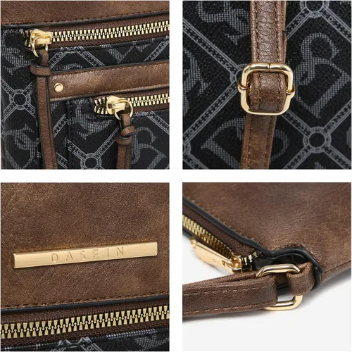 Vista 6 de Dasein Bolso cruzado para mujer, de cuero vegano, con múltiples bolsillos con cremallera