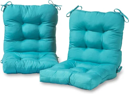 Vista 60 de Cojines para silla de exterior con bisagras, diseño de una sola pieza, cojín reversible para asiento y respaldo de patio con lazos, tela de Aloha