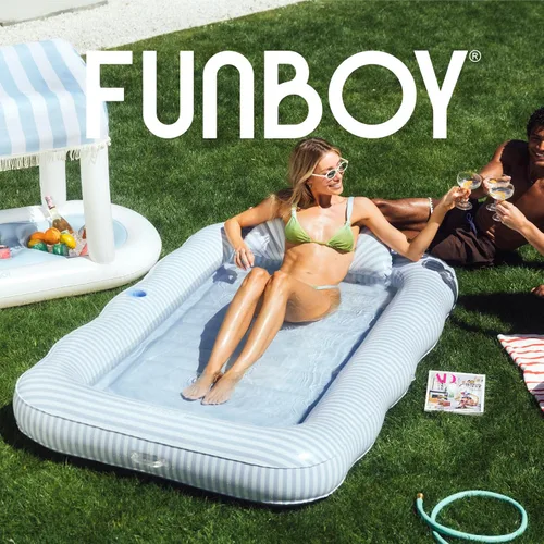 Vista 8 de FUNBOY Tanning Pool Lounger Float, XL 72'' x 48'' Pool Float with Custom Pillow and Large Cup Holder, Perfect for Pool or Backyard.