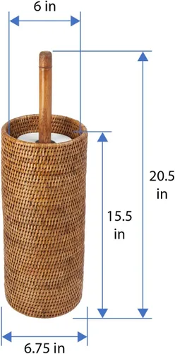 Vista 3 de KOUBOO Soporte de papel higiénico de ratán de 3 rollos, almacenamiento Marrón miel