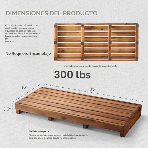 Vista 2 de TINAMO Taburete de un solo paso para ancianos, antideslizante, capacidad de Acacia