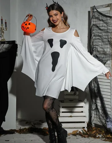 Vista 8 de Maisolly Women's Cold Shoulder Halloween Bat Wings Costume Dress