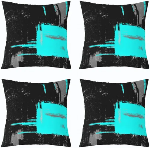 Vista 35 de Juego de 2 fundas de almohada abstractas de 16 x 16 pulgadas para niños, niñas, adolescentes, decoración de dormitorio, moderna a rayas, decoración