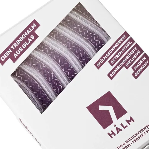 Vista 3 de Halm - Pajitas de vidrio – 6 popotes cortos de 6 pulgadas doblados reutilizables + cepillo de limpieza sin plástico – Apto para lavavajillas