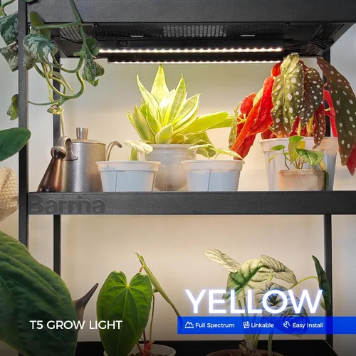 Vista 2 de Barrina Luces de crecimiento T5, lámpara de crecimiento de 1 pie para plantas de interior de espectro completo, bombillas LED de cobertura negra
