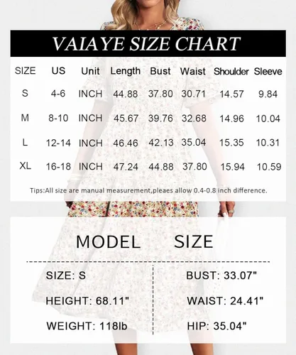 Vista 7 de Vaiaye Vestido bohemio floral de manga corta para mujer, vestido de verano casual, cuello en V, acampanado, bohemio, maxi vestidos