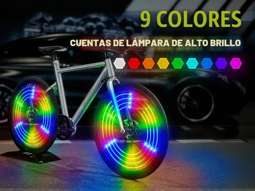 Vista 2 de Luces de rueda de bicicleta, luces de rueda de bicicleta para conducción nocturna, luz de radios de bicicleta con visibilidad de 360°, detección