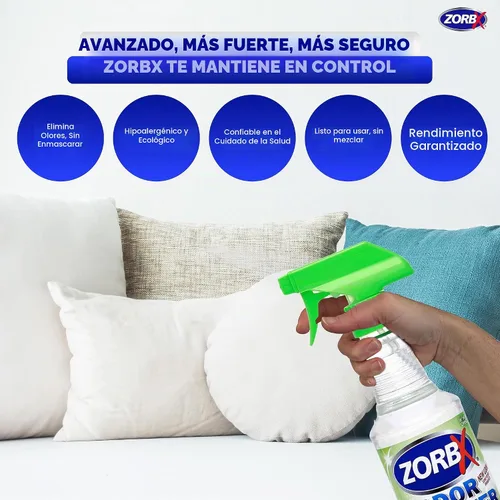 Vista 5 de ZORBX Juego de espray removedor de olores sin perfume, 2+16+32 onzas, grado
