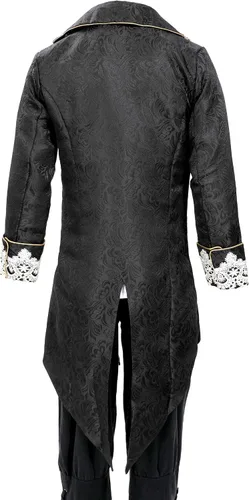 Vista 4 de Abrigo steampunk medieval para hombre, chaqueta bordada victoriana, abrigo renacentista, disfraz de Halloween