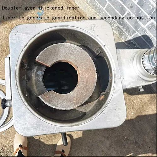 Vista 4 de Estufa de carbón/leña de hierro fundido de gasificación, Estufa de camping multiusos interior/exterior, Estufa de calefacción de ahorro de energía