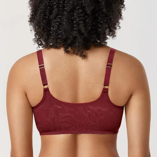 Vista 3 de AISILIN Sujetadores con cierre frontal para mujer, talla grande, sin forro, encaje suave, con aros