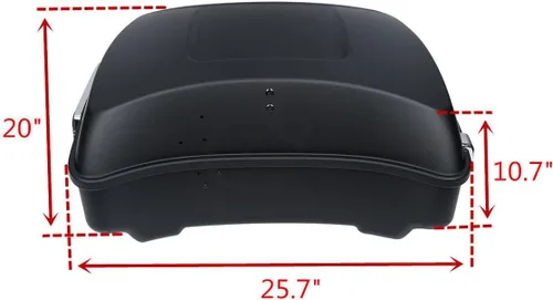 Vista 4 de XFMT Maleta negra mate cortada de 10.7 pulgadas con pestillo para Harley Trunk Touring Road King Street Glide Road Glide Electra Glide 2014-2025