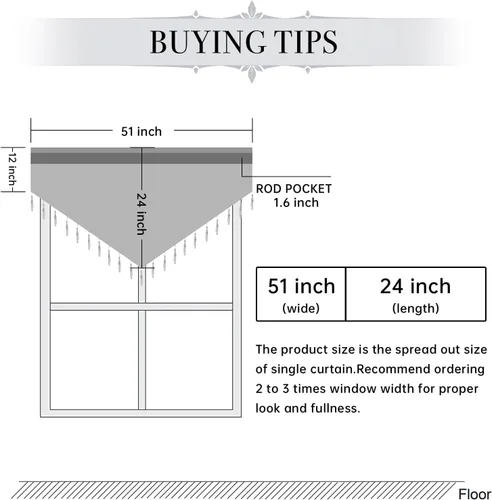 Vista 5 de WUBODTI Cortinas transparentes con cenefa con cuentas negras para ventanas, 1 unidad, cenefas de cortina semitransparentes para dormitorio y cocina