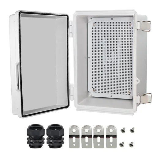 Vista 19 de Zulkit Caja de conexiones IP67 Caja eléctrica impermeable para proyectos con cubierta transparente con bisagras, cierre de acero inoxidable, carcasa