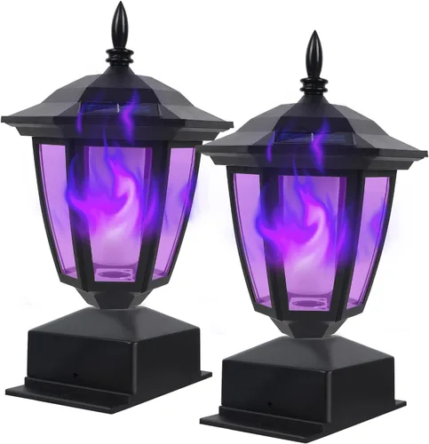 Vista 13 de Dynaming Paquete de 2 luces solares para postes de llama para exteriores, lámparas alimentadas por energía solar, luces LED de llama parpadeante