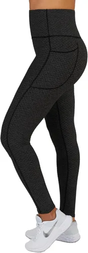 Vista 4 de IZOD Leggings de entrenamiento de cintura alta con textura activa para mujer con bolsillos