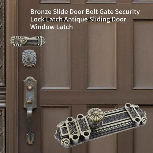 Vista 4 de Geesatis - Cerradura de seguridad para puerta deslizante de 5 pulgadas con tornillos de montaje Bronze Sliding Door Window Latch with Mounting