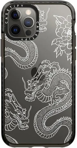 Vista 23 de Funda CASETiFY Impact Case para iPhone 12 / iPhone 12 Pro - Aries Moross - Sticker - Negro Transparente