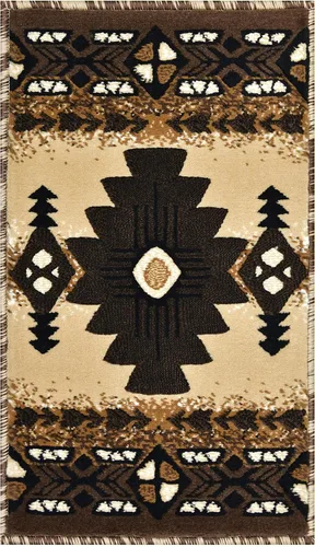 Vista 2 de YHSF South West - alfombra estilo nativo americano del suroeste C318 - fácil de limpiar, gruesa, suave, duradera, alfombra inspirada en tribus
