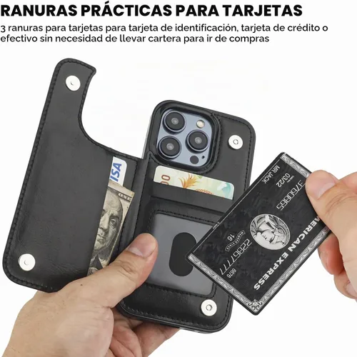 Vista 3 de ONETOP - Funda tipo cartera compatible con iPhone 15 Pro con soporte para tarjetas, funda de piel sintética con soporte y ranuras para tarjetas