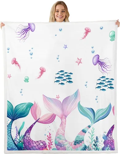 Vista 17 de Manta de unicornio de ensueño, manta de cielo estrellado con plumas de arco iris para niñas, adolescentes y adultos, manta de forro polar exótica