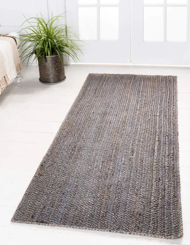 Vista 34 de Unique Loom Alfombra trenzada de la colección de yute - Dhaka (1' 2" x 6' 1", camino de mesa, gris)
