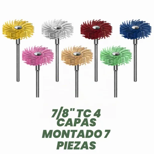 Vista 2 de Dedeco Sunburst - Discos de cerdas radiales TC de 4 capas de 7/8 pulgadas - Juego de herramientas rotativas termoplásticas de precisión de limpieza