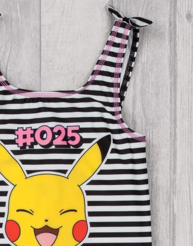 Vista 3 de Pokemon Bañador Niñas Pikachu Traje de Baño Blanco y Negro Niños, Multicolorido